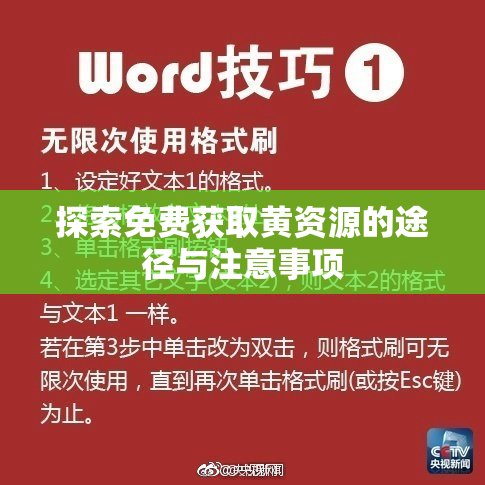 探索免费获取黄资源的途径与注意事项