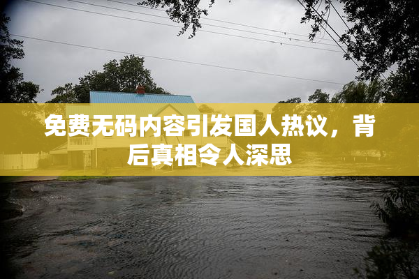 免费无码内容引发国人热议，背后真相令人深思